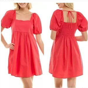 Draper James Hibiscus Babydoll Dress Puff Sleeves Size XXL Cotton Pockets